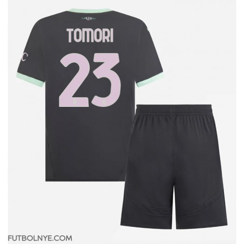 Camiseta AC Milan Fikayo Tomori #23 Tercera Equipación para niños 2024-25 manga corta (+ pantalones cortos)